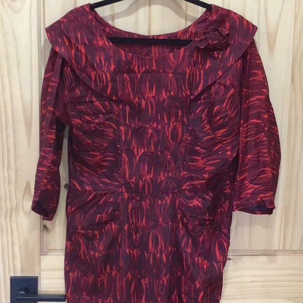 Red and Black Patterned Vintage Dress